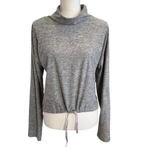 Canada Earthgear Pullover Women's Size Large Gray Marled Cowl Drawstring Waist